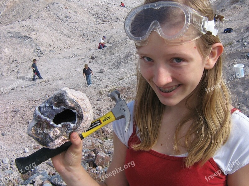 Child Explore Rocks Adventure Girl Power