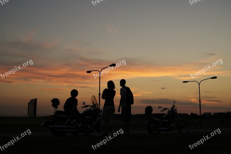 People Motorbike Sunset Chopper Travel