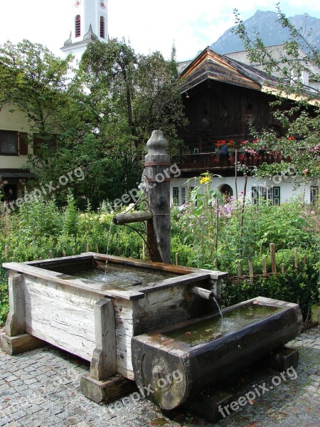 Village Fountain Fountain Wood Fountain Only Brunnentrog