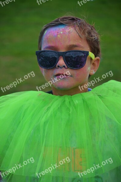 Girl Colorful Funny Celebration Run