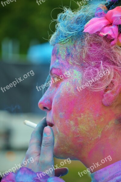 Girl Colorful Smoking Relaxed Funny