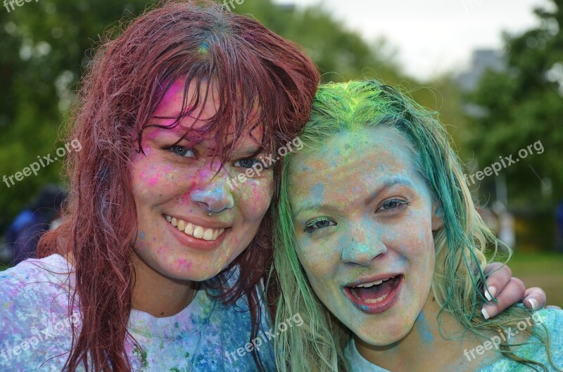 Girls Colorful Funny Celebration Run