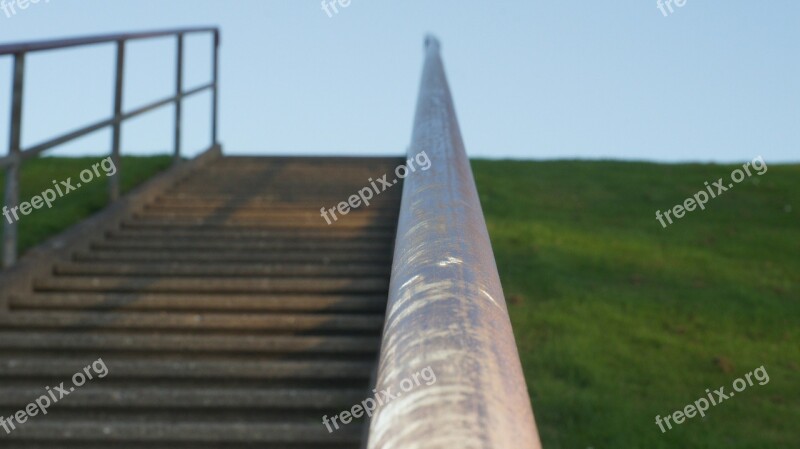 Railing Stairs Gradually Stair Step Dike