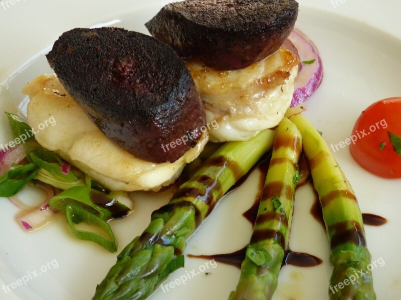 Monkfish Red Sausage Asparagus Blood Sausage Eat