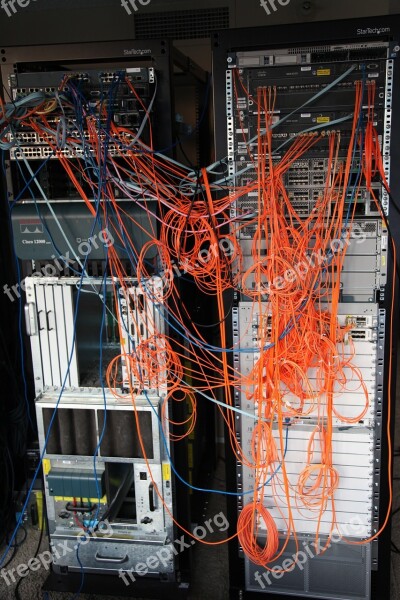 Server Rack Servers Electronics Cables Technology