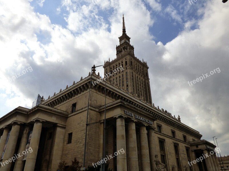 Palace Of Culture Warsaw Poland Monument The Old Town