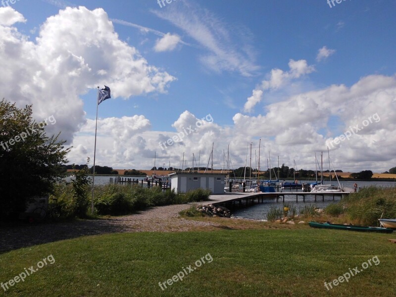 Water Sun Port Sailing Boat Clouds