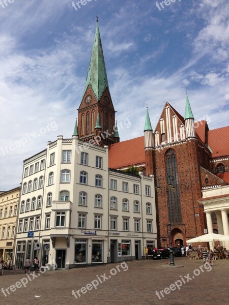 Schwerin Mecklenburg Western Pomerania State Capital Marketplace Church