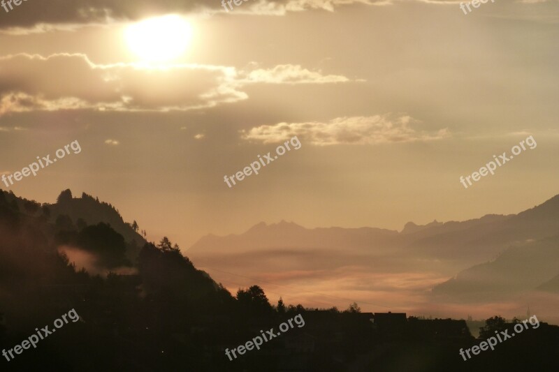 Morgenstimmung Clouds Backlighting Fog Autumn