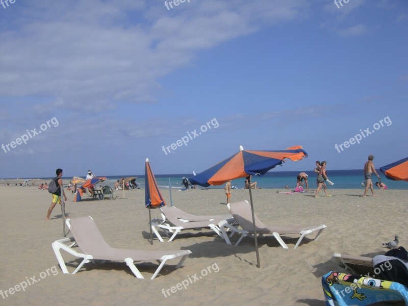 Beach Parasol Sun Lounger Sea Sand Beach