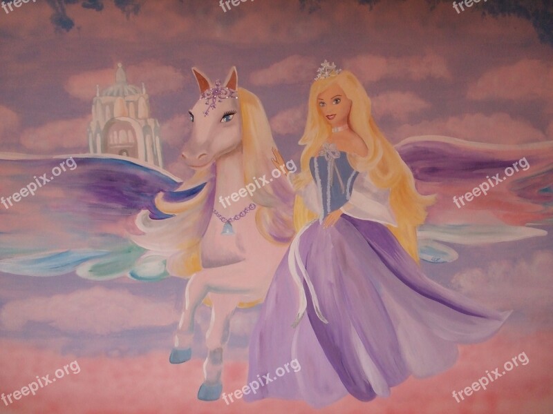 Barbie Pegasus Wall Painting Wall Decoration Free Photos