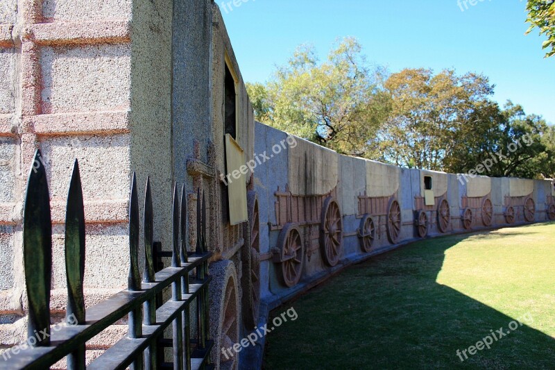 Wall Ox Wagon Relief Fence Depiction