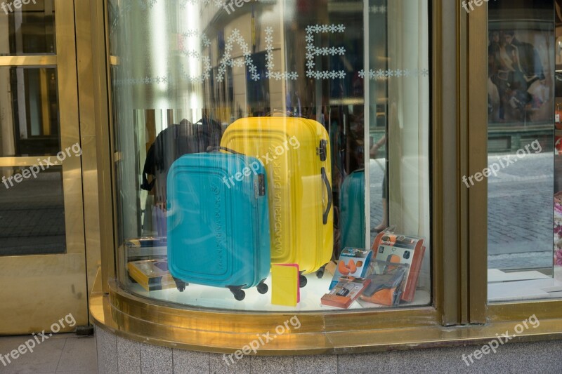 Suitcases Window Shopping Urban Sale