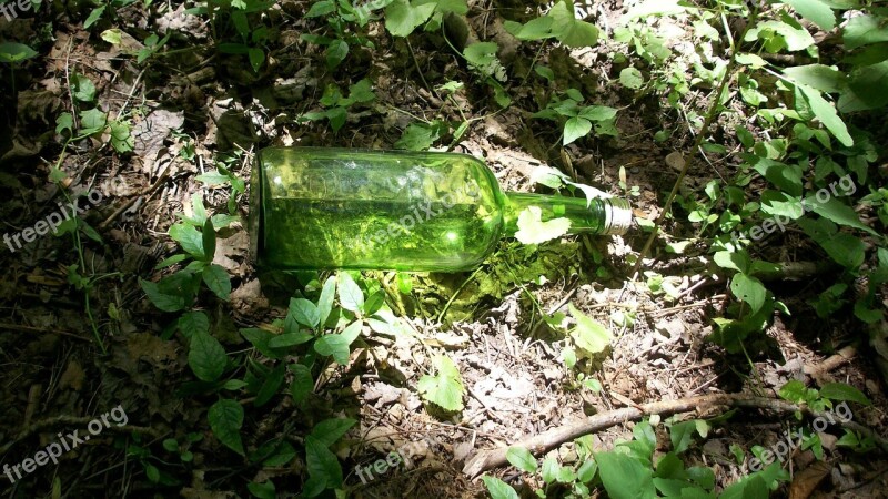 Bottle Glass Green Garbage Pollution