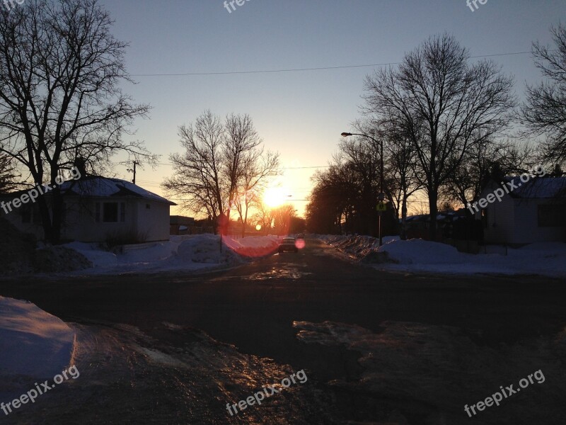 Sunset Street Snow City Winnipeg