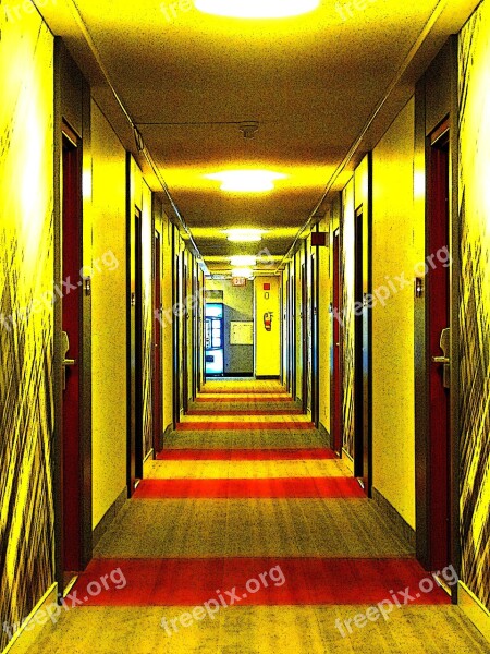 Hallway Lightened Hotel Comic Building