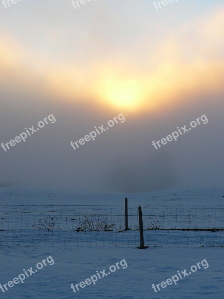 Winter Mood Sun Fog Clouds Atmospheric