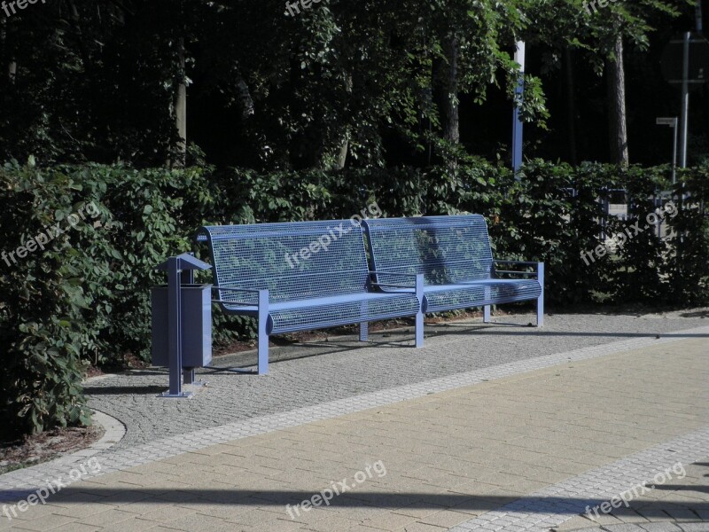 Bank Bench Metal Blue Modern