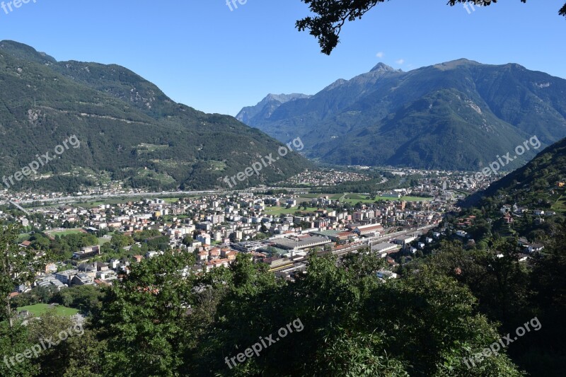 City Bellinzona Switzerland Mountains Landscape