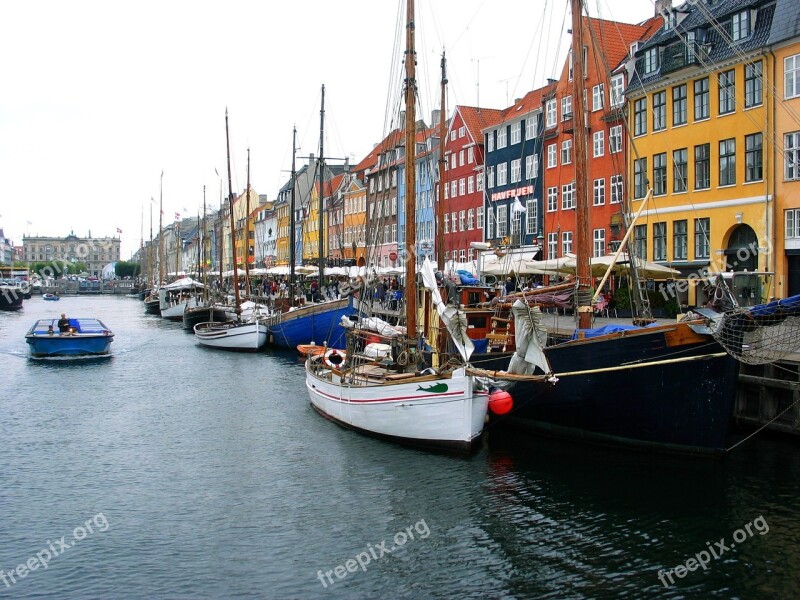 Copenhagen Boats Colourful Denmark Waterfront