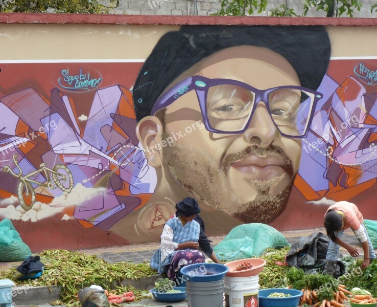 Graffiti Mural Painting Market Scene