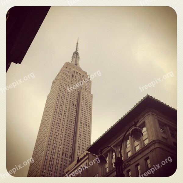 Empire State Building New York City Cloudy Day Nyc Skyscraper