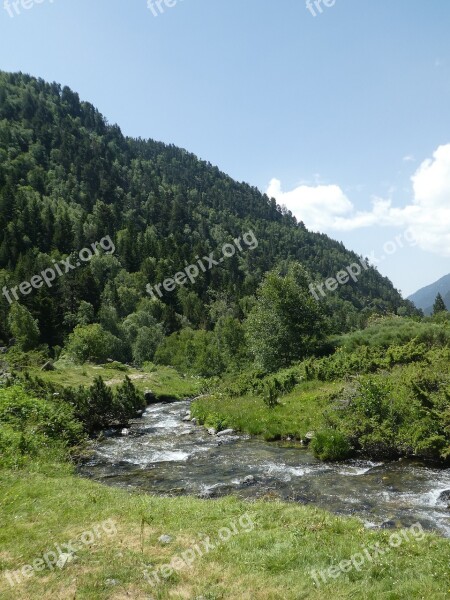 River Trees Mountain Andorra Free Photos