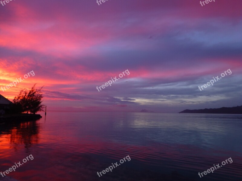 Sunset Ocean Polynesia Sea Sky