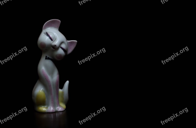 Cat Doll Sculpture Low Key Dark