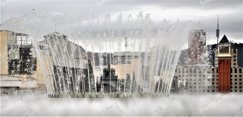 Spain Barcelona Park Fountain Architecture