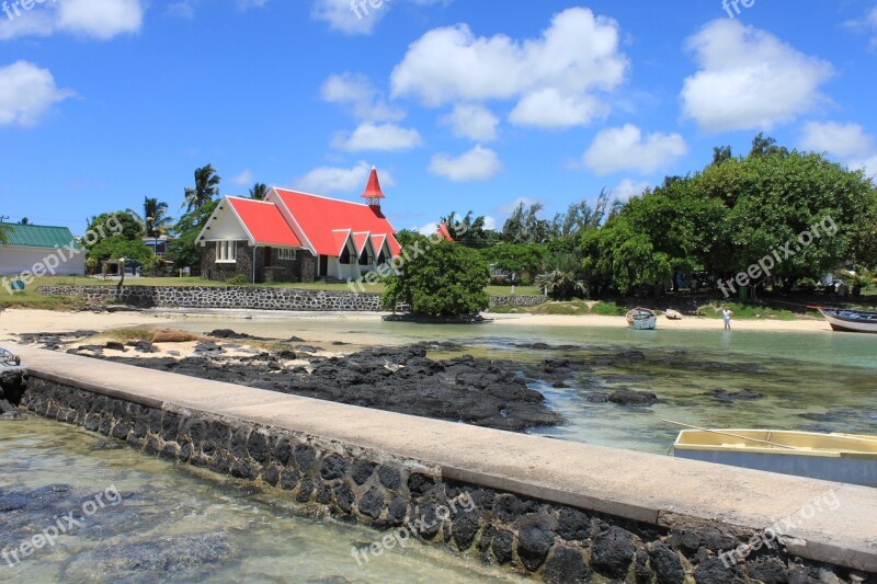 Cap Malheureux Church Red Roof, Mauritius Maurice Free Photos