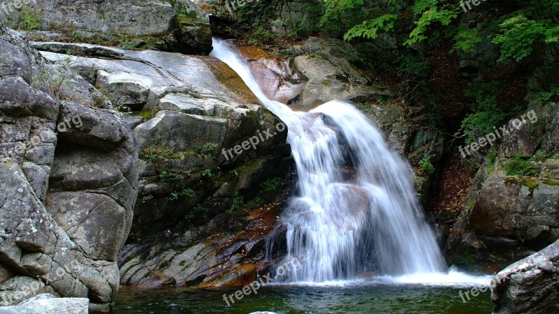 Waterfall Summer Water Nature Mountain