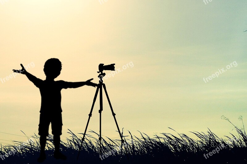 Filming Child Silhouette Photography Children