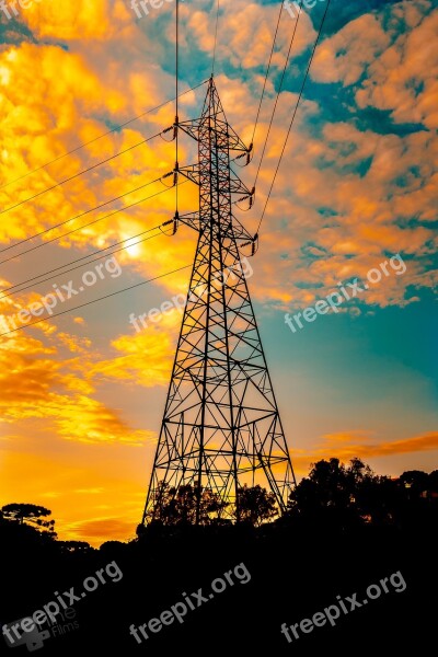 Transmission Tower Electricity Electric Clouds