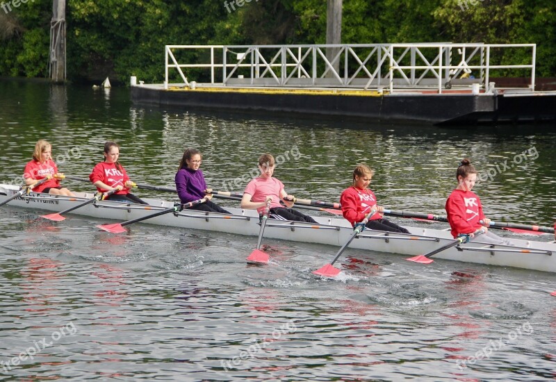 Team Teamwork Punting Thames Cooperation