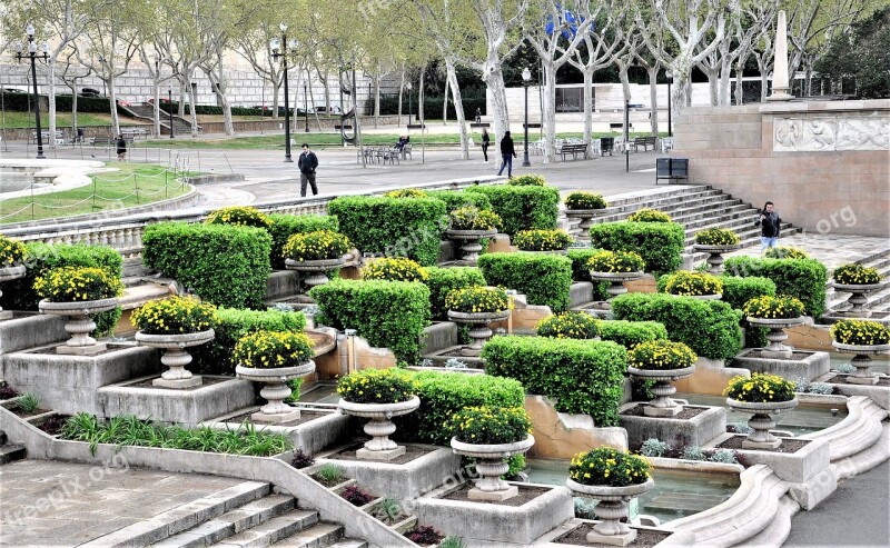 Spain Barcelona Park Fountain Architecture