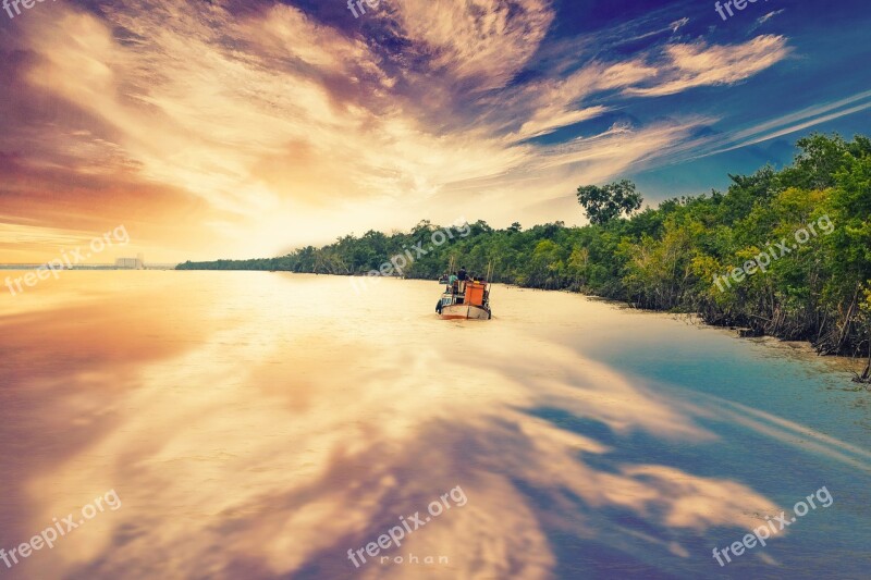 Nature Sky Sundarban Clouds Sunset