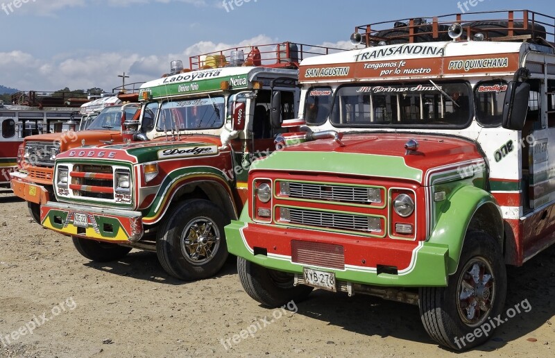 Colombia Buses Traffic Vehicle Colorful