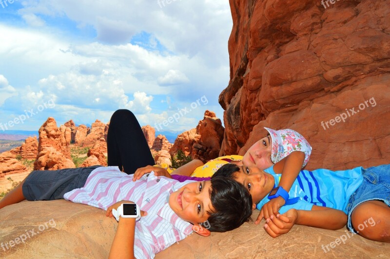 Arches National Park Utah Children Usa Moab