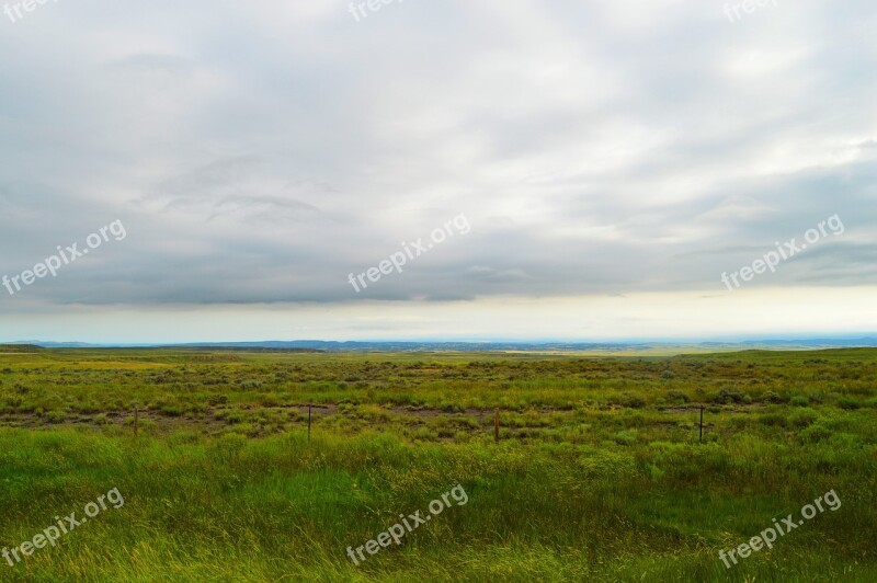 Horizon Grassland Storm Cloud Landscape