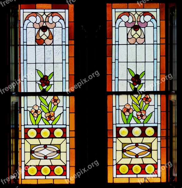 Glass Art Window Temple Mormen Pattern