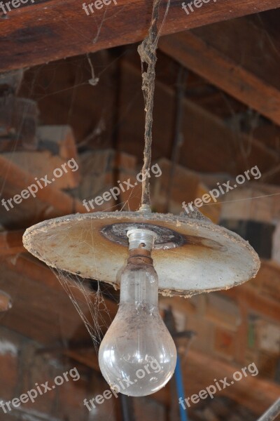 Light Bulb Spider Web Old Workshop