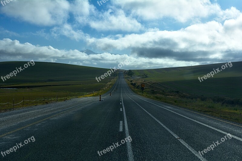 Road Straight Long Grey Cloudy