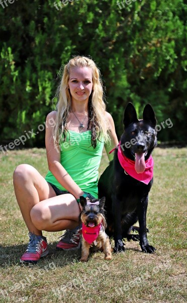 Black German Shepherd Dog Blonde Woman Friendship Love Free Photos