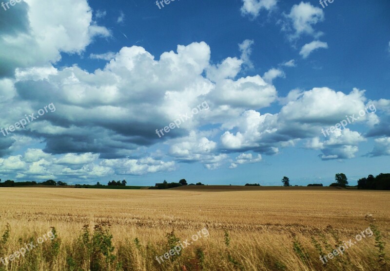 Denmark Landscape Clouds Nature Rest