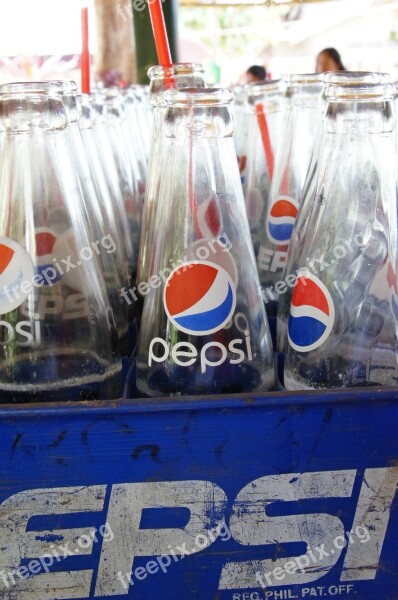 Pepsi Bottles Glass Drink Cola