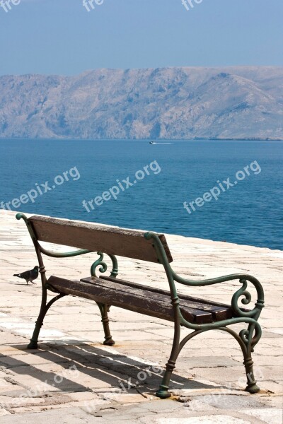 Croatia Krk Bench Sea Costa