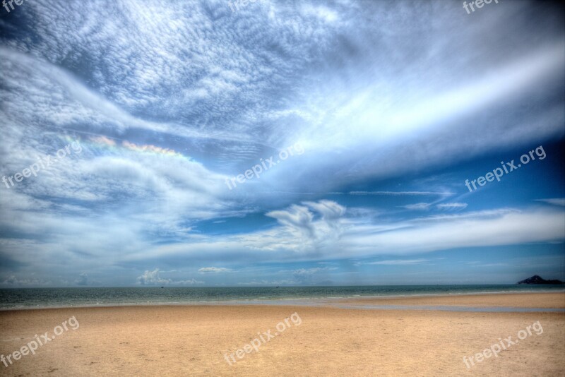 Hua-hin Beach Thailand Hdr Sea