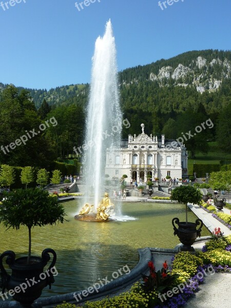 Linderhof Fountain Palace Pond Free Photos