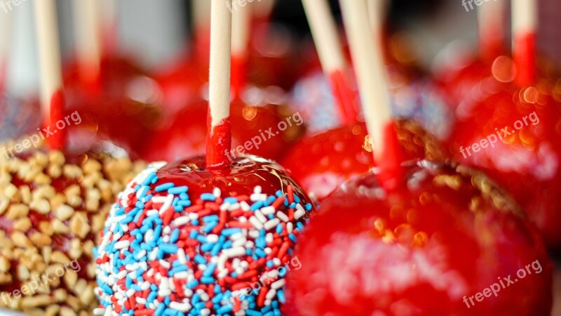 Candy Apples Red Sweet Dessert